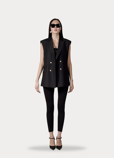KaVesi Double-Breasted Sleeveless Blazer