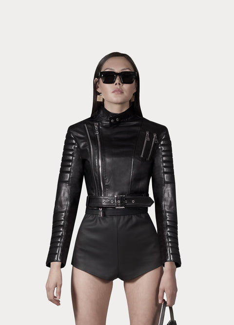 Biker Leather Jacket Cropped